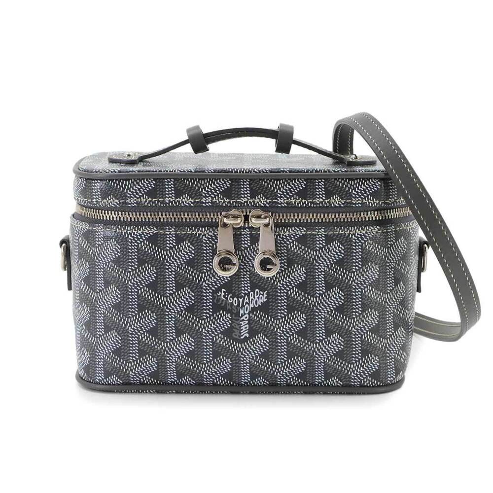 Goyard Muse Mini Vanity 2-way Shoulder/Handbag, Herringbone Leather, Gray, Si...